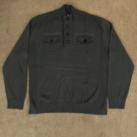 INC International Concepts Mens LS Pullover Grey Sweater Wool/Cotton Size XXL